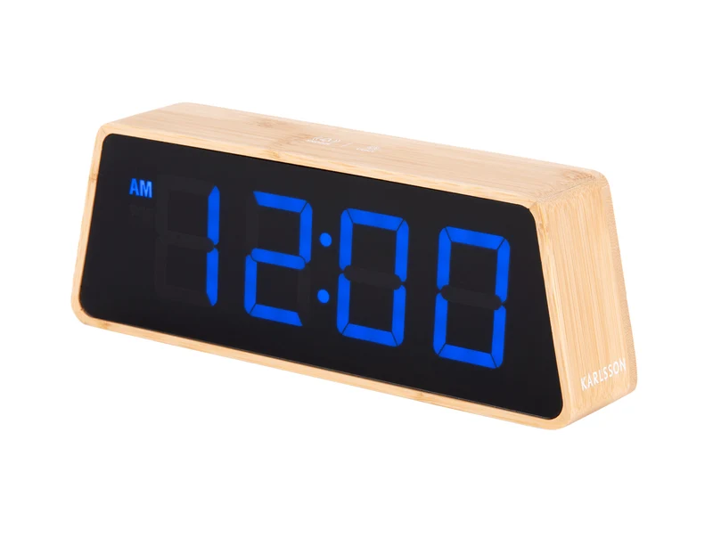 Karlsson Changing Colour LED KA5931 Wecker Bambus • Farbwechselndes LED-Display • USB-Netzbetrieb