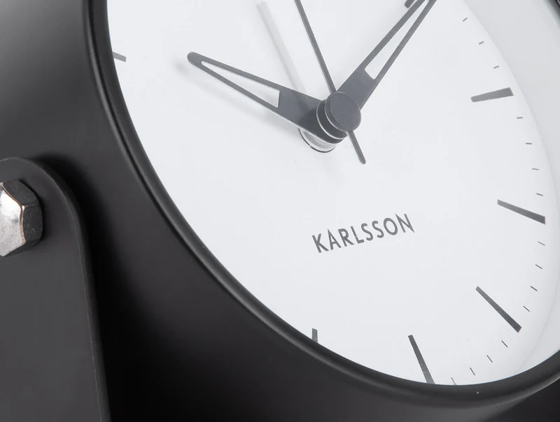 Karlsson Calm KA5937BK Wecker Schwarz • Geräuschloses Sweep-Uhrwerk • Design von Armando Breeveld