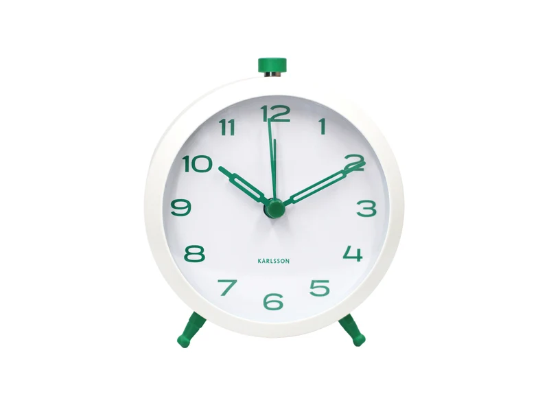 Karlsson Button Retro KA6143GR Wecker Retrogrün • Geräuschloses Sweep-Uhrwerk • Retro-Design