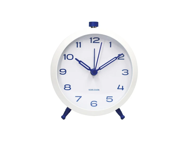 Karlsson Button Retro KA6143BL Wecker Kobaltblau • Geräuschloses Sweep-Uhrwerk • Retro-Design
