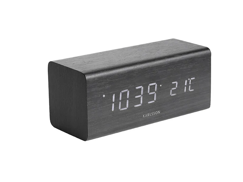 Karlsson Block KA5652BK Wecker Schwarz • LED-Display mit Datum und Temperatur • Netzbetrieb per USB