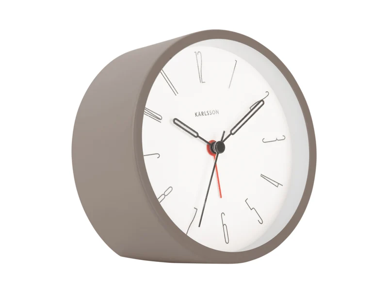 Karlsson Belle Numbers KA5915WG Wecker Warmgrau • Geräuschloses Sweep-Uhrwerk • Design von Armando Breeveld