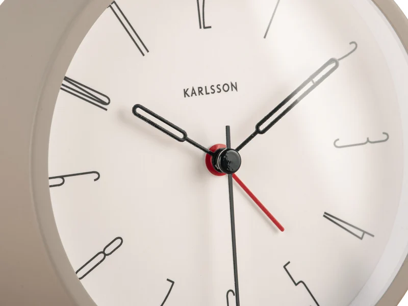Karlsson Belle Numbers KA5915WG Wecker Warmgrau • Geräuschloses Sweep-Uhrwerk • Design von Armando Breeveld