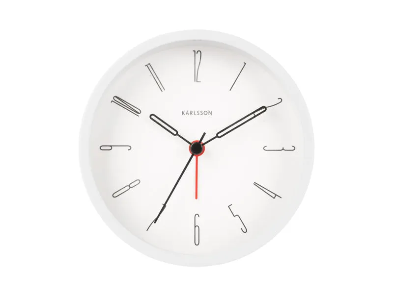 Karlsson Belle Numbers KA5915WH Wecker Weiß • Geräuschloses Sweep-Uhrwerk • Armando Breeveld Design