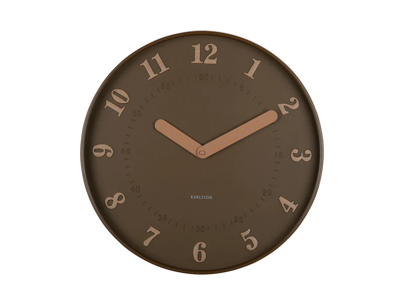 Karlsson Amena KA6083BR Wanduhr Mochabraun • Geräuschloses Sweep-Uhrwerk • Holzoptik-Ziffern