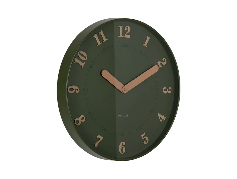 Karlsson Amena KA6083GR Wanduhr Luxusgrün • Geräuschloses Sweep-Uhrwerk • Modernes Design