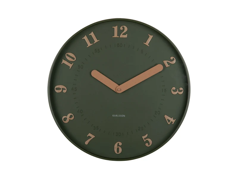 Karlsson Amena KA6083GR Wanduhr Luxusgrün • Geräuschloses Sweep-Uhrwerk • Modernes Design