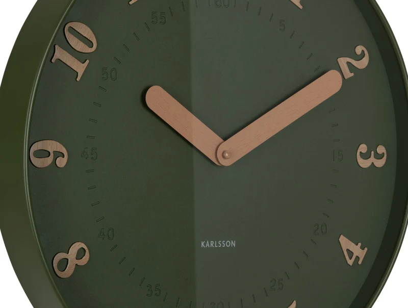 Karlsson Amena KA6083GR Wanduhr Luxusgrün • Geräuschloses Sweep-Uhrwerk • Modernes Design