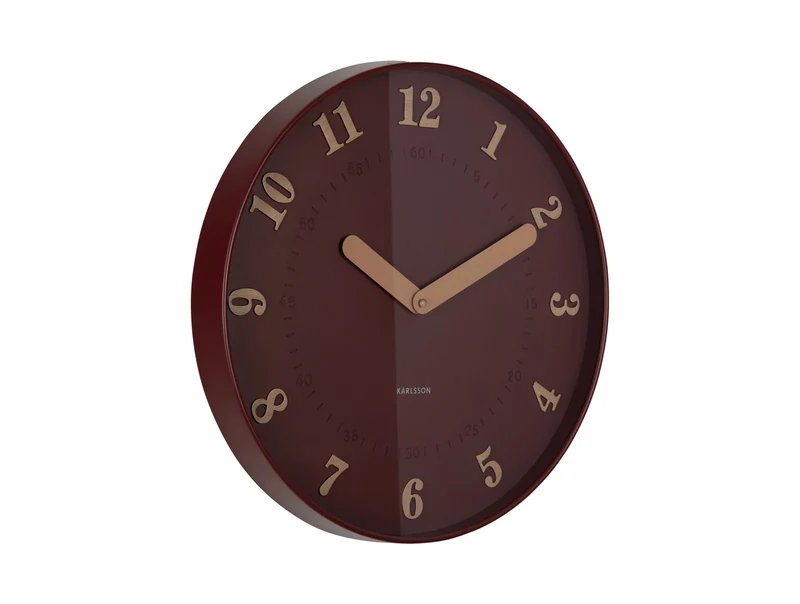 Karlsson Amena KA6083RD Wanduhr Burgunderrot • Sweep-Uhrwerk • Modernes Design
