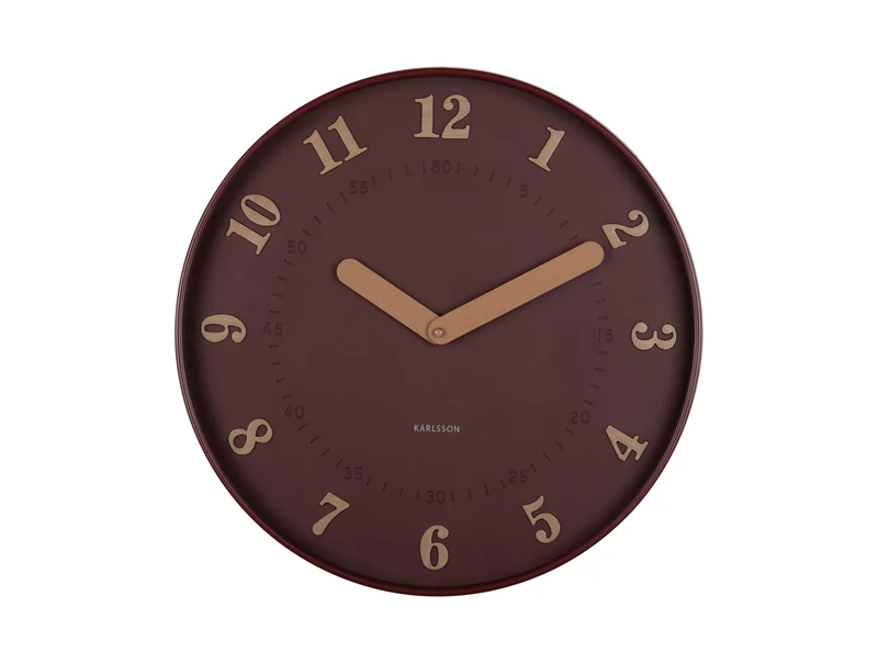 Karlsson Amena KA6083RD Wanduhr Burgunderrot • Sweep-Uhrwerk • Modernes Design