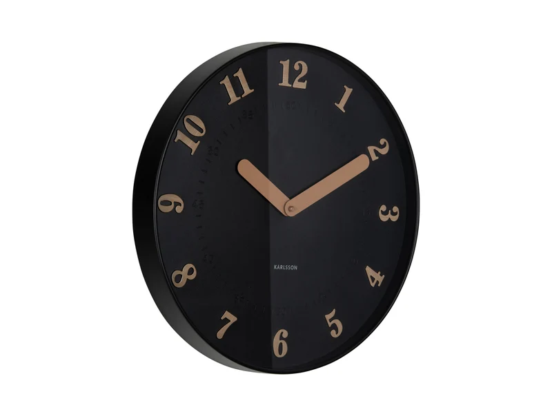 Karlsson Amena KA6083BK Wanduhr Schwarz • Geräuschloses Sweep-Uhrwerk • Holzoptik-Ziffern