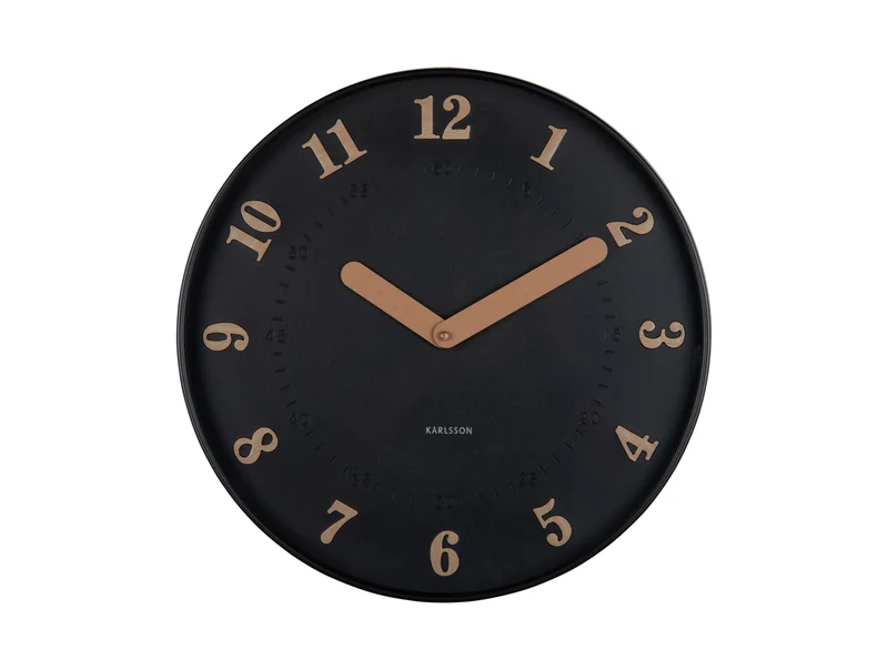 Karlsson Amena KA6083BK Wanduhr Schwarz • Geräuschloses Sweep-Uhrwerk • Holzoptik-Ziffern