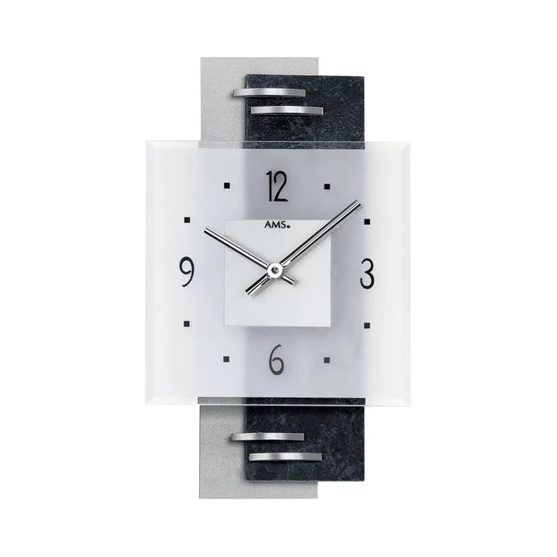 AMS Quarz W9245 Wanduhr • Schiefer & Glas • Made in Germany
