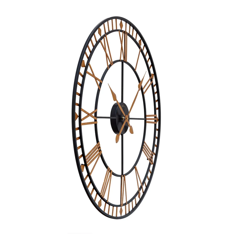 AMS Quarz W9647 Wanduhr • Goldfarbenes Metallgehäuse • XXL Ø 80 cm