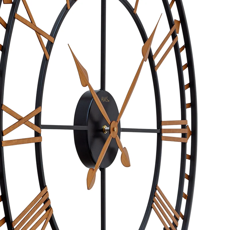 AMS Quarz W9647 Wanduhr • Goldfarbenes Metallgehäuse • XXL Ø 80 cm