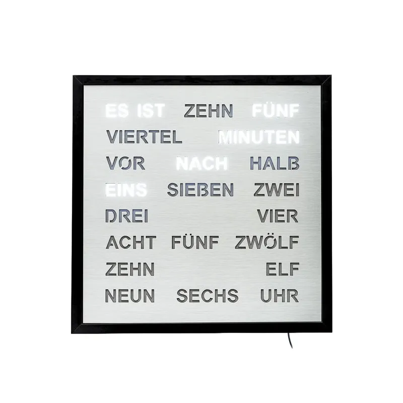 AMS Design T1275 Wanduhr • LED-Wortuhr • Aluminium