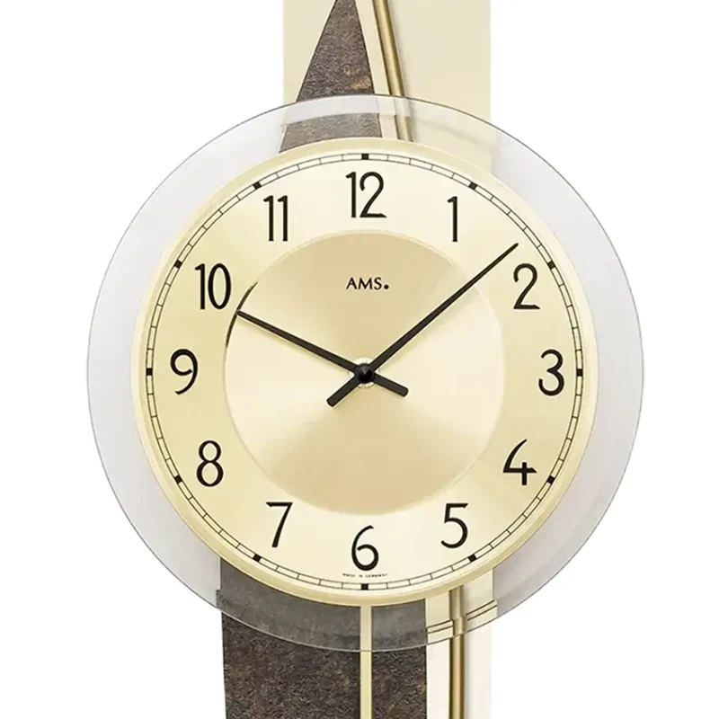 AMS Design W7453 Wanduhr • Quarz-Pendelwerk • Messing-Details