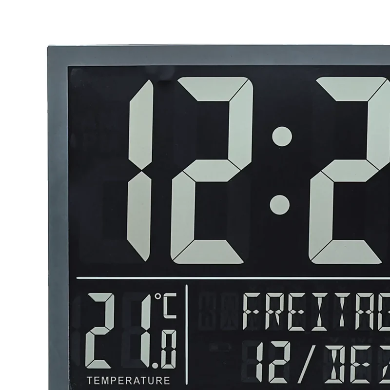 AMS Funk F5889 Wanduhr • Großes LCD-Display • Raumklima-Anzeige