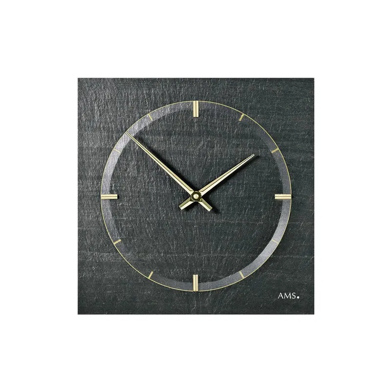 AMS Quarz W9516 Wanduhr • Naturschiefer • Präzise