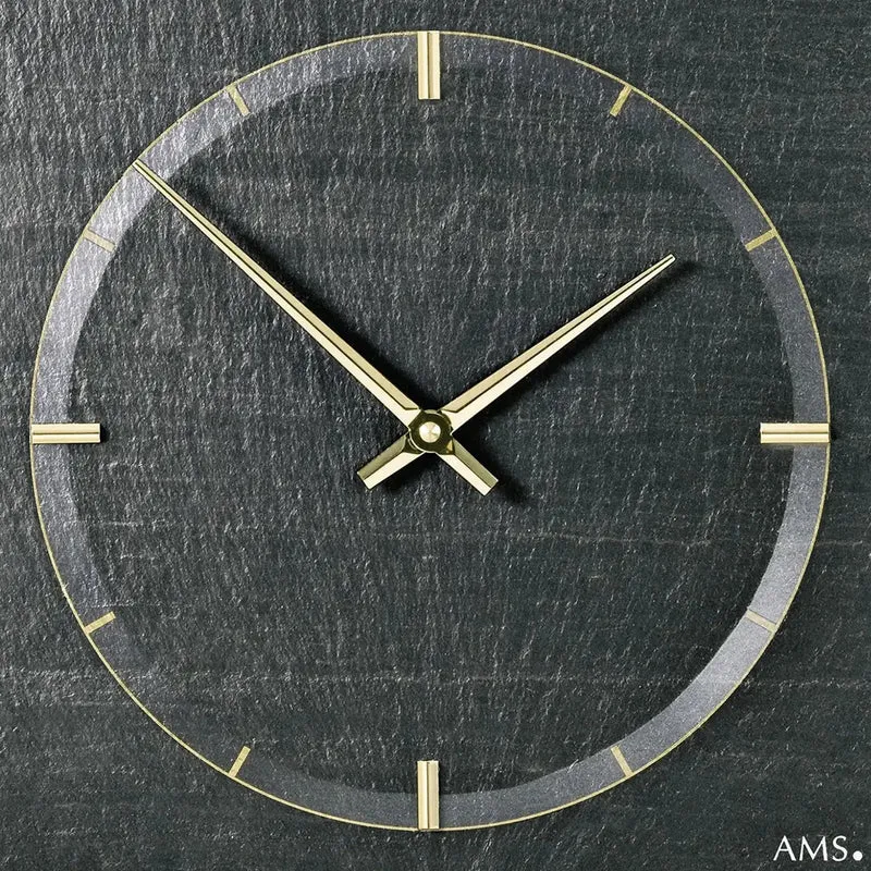 AMS Quarz W9516 Wanduhr • Naturschiefer • Präzise