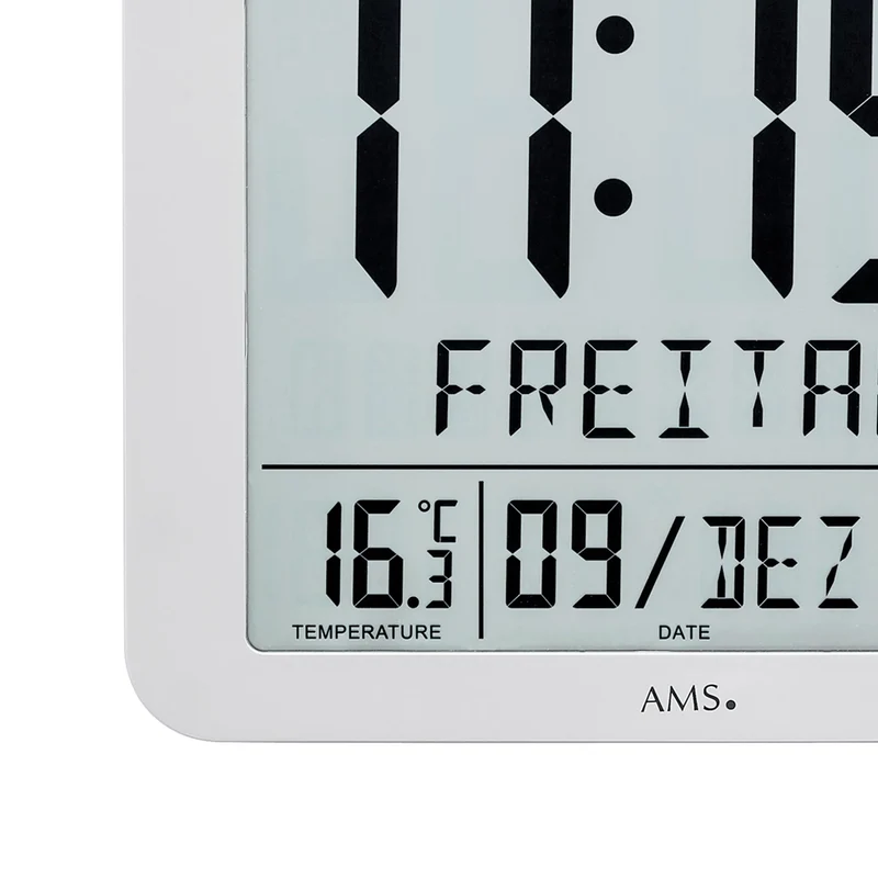 AMS Funk F5884 Wanduhr • Präzises Funkwerk • Anzeige von Raumklimadaten