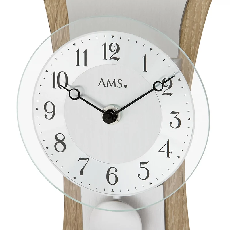 AMS Pendel 1139 Tischuhr • Geschwungenes Holz • Quarzwerk