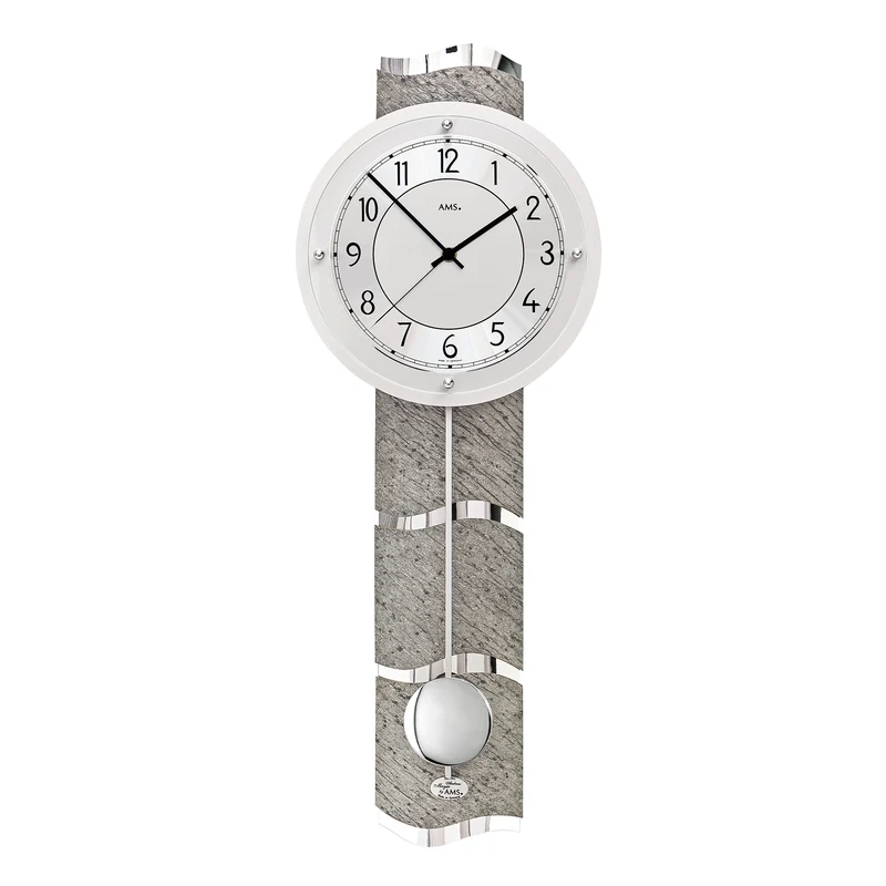 AMS Funk F5216 Wanduhr • Naturstein • Funk-Pendelwerk