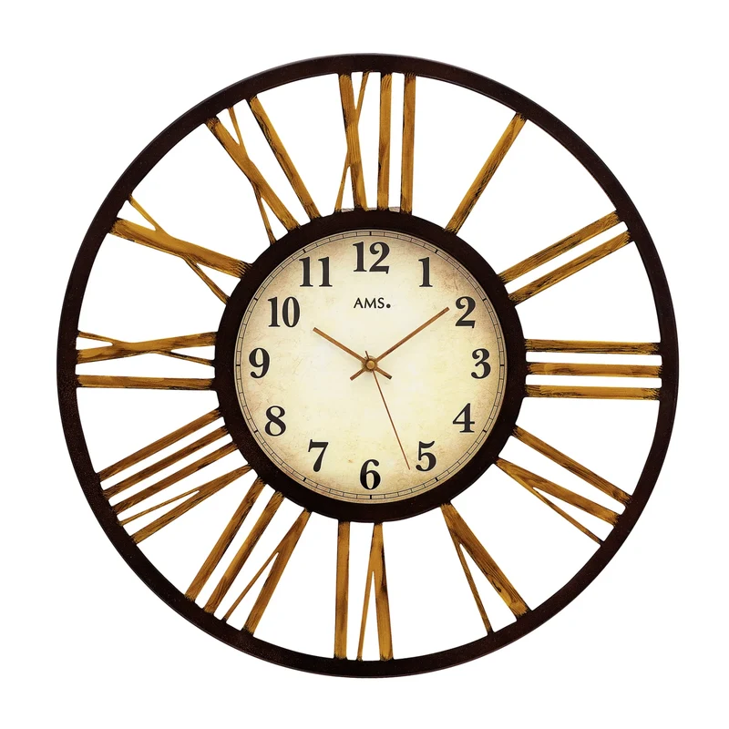 AMS Funk F5577 Wanduhr • XXL-Format (Ø 50 cm) • Vintage-Metallgehäuse