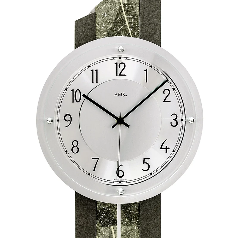 AMS Funk F5324 Wanduhr • Holz & Kristall • Funk-Pendelwerk