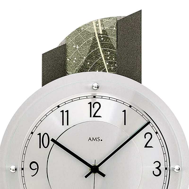 AMS Funk F5324 Wanduhr • Holz & Kristall • Funk-Pendelwerk