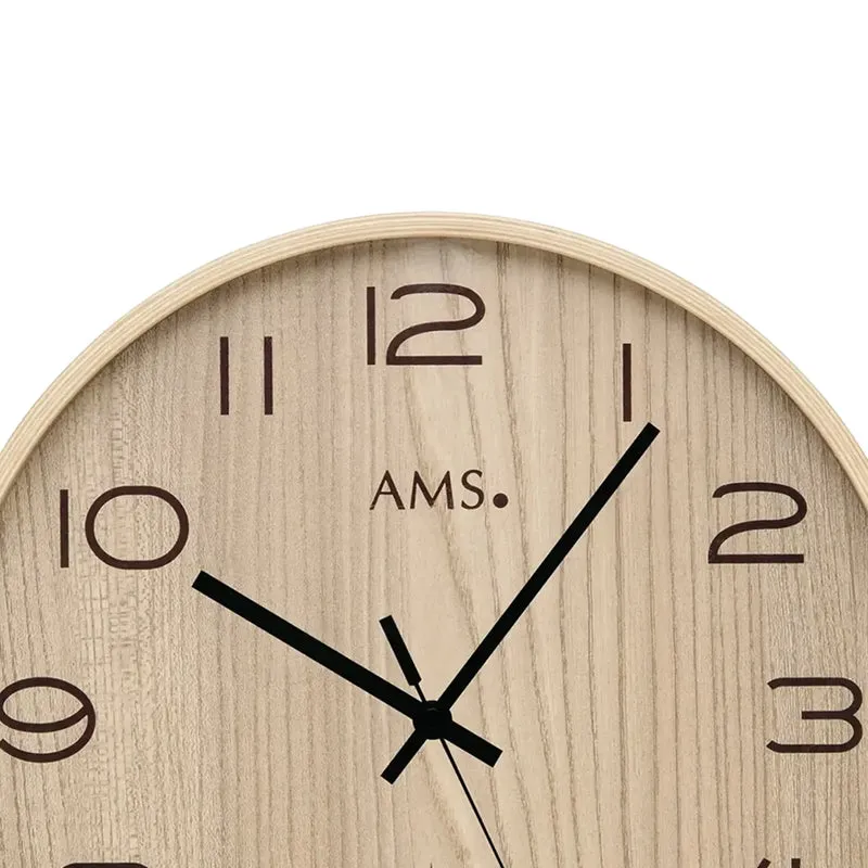AMS Funk F5514 Wanduhr • Holzgehäuse • Präzises Funkuhrwerk