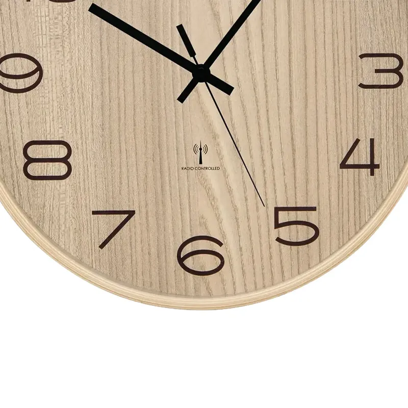 AMS Funk F5514 Wanduhr • Holzgehäuse • Präzises Funkuhrwerk