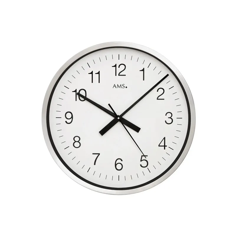 AMS Funk F5949 Wanduhr • XXL 60 cm • Aluminium & Echtglas