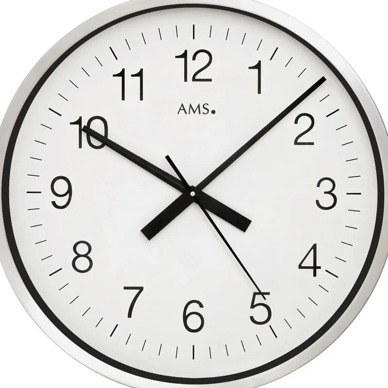AMS Funk F5949 Wanduhr • XXL 60 cm • Aluminium & Echtglas