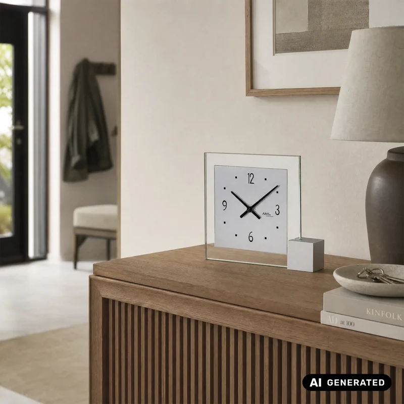 AMS Design T102 Tischuhr • Geräuschlos • Mineralglas