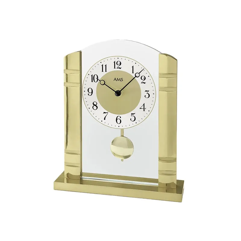 AMS Design T1117 Tischuhr • Mit Pendel • Gold & Mineralglas