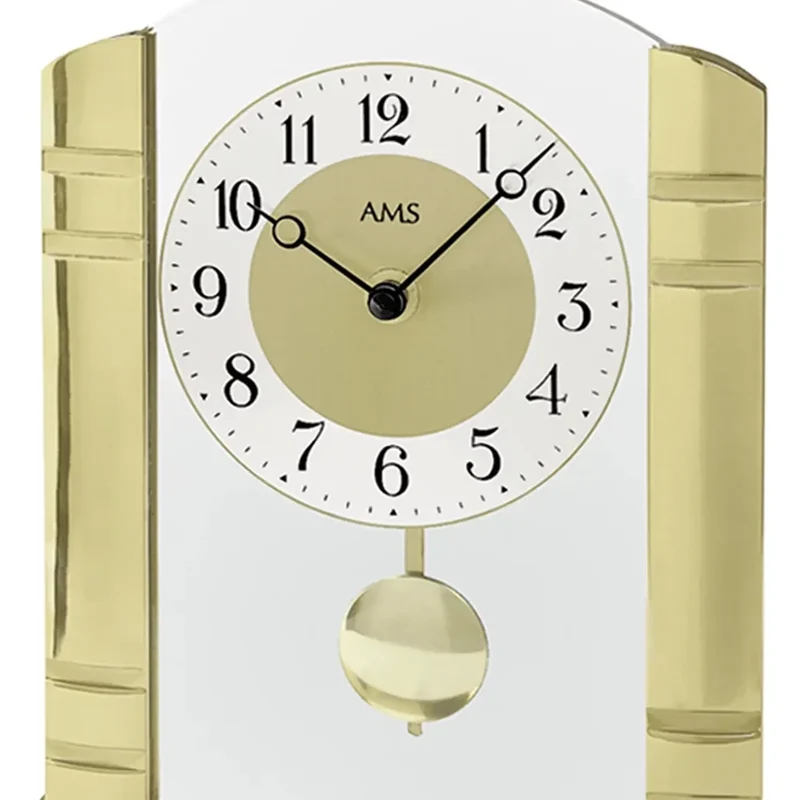 AMS Design T1117 Tischuhr • Mit Pendel • Gold & Mineralglas