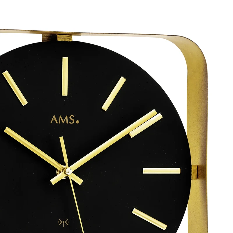AMS Design F5585 Funkwanduhr • Metall • Präzises Funkwerk
