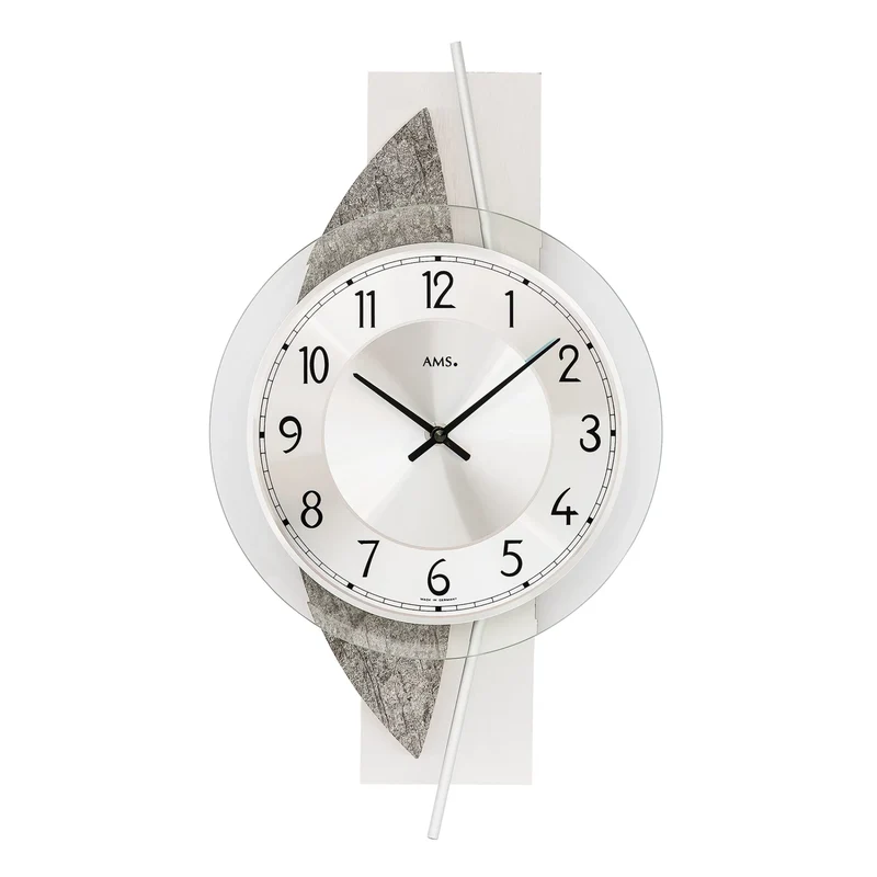 AMS Design W9552 Wanduhr • Holz & Naturstein • Mineralglas
