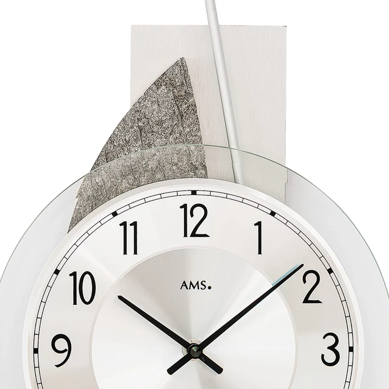 AMS Design W9552 Wanduhr • Holz & Naturstein • Mineralglas