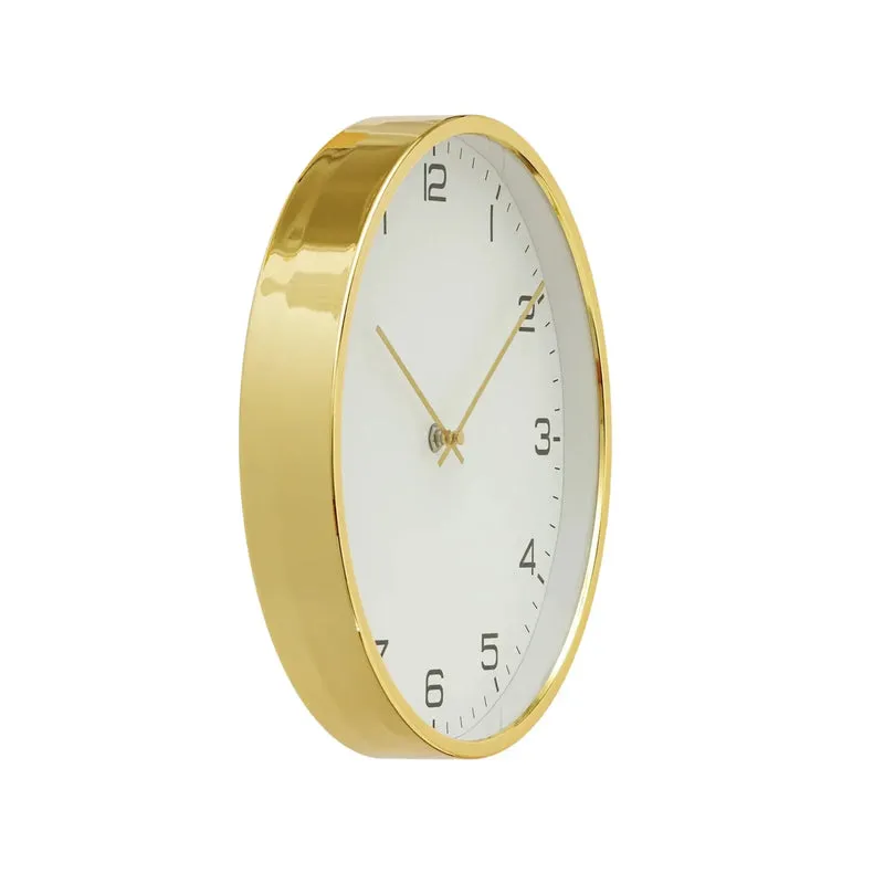 AMS Quarz W9657 Wanduhr • Vermessingtes Metallgehäuse • Mineralglas