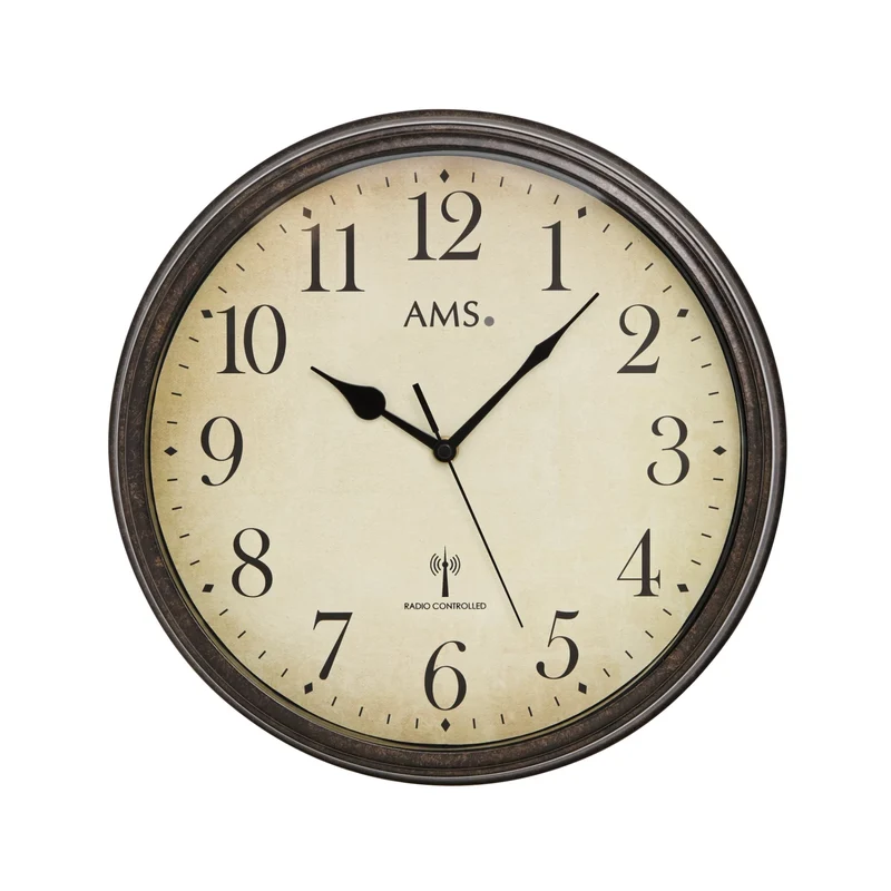 AMS Funk F5962 Wanduhr • Präzises Funkwerk • Metallgehäuse