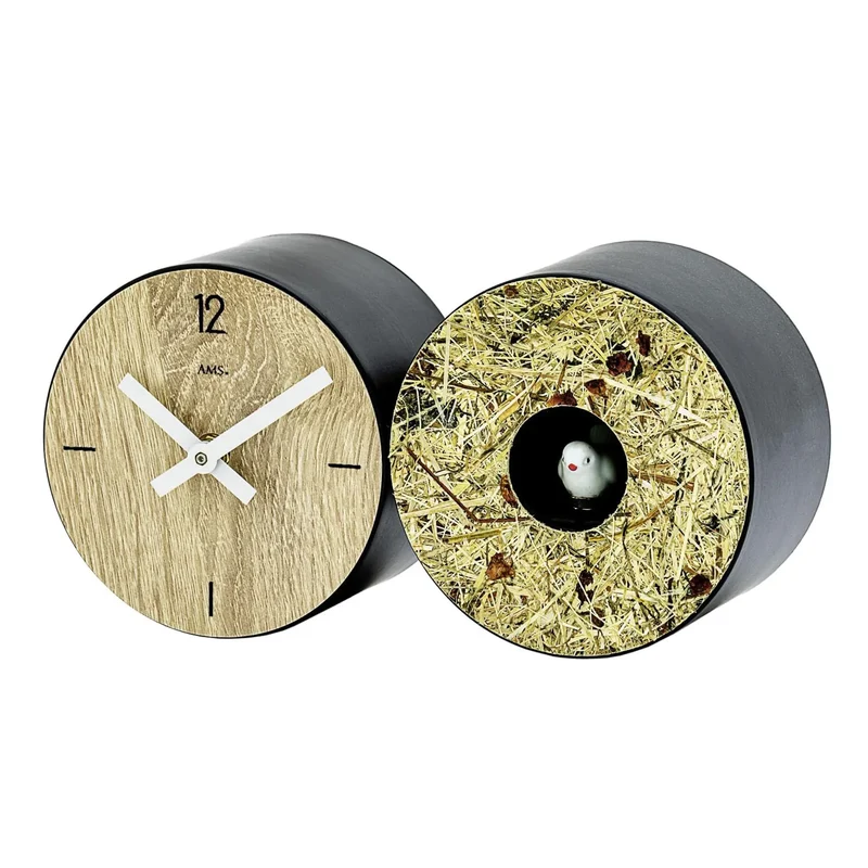 AMS Design T1312 Tischuhr • Sonoma-Eiche • Mit Vogelmelodie