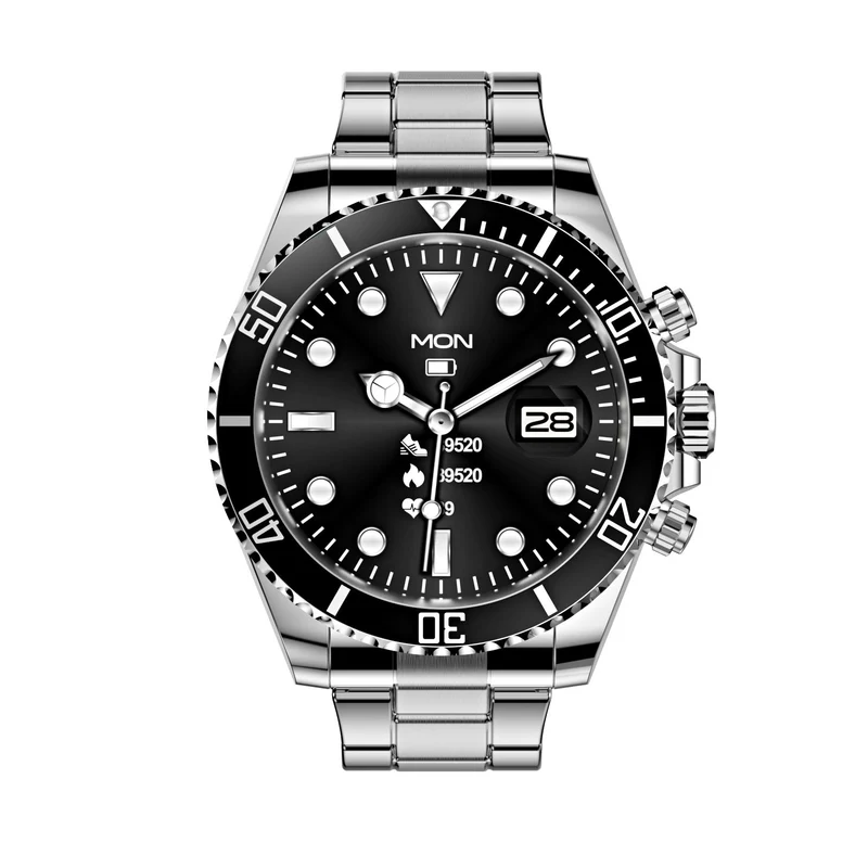 Multifunctioneel Heren Smartwatch met Bluetooth Gespreksfunctie – Roestvrijstalen Band met Draaibare Bezel – Hartslagmeting & Fitnesstracking | Sansoti