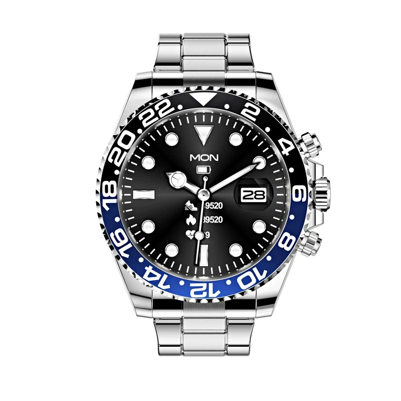 Multifunctioneel Heren Smartwatch met Bluetooth Gespreksfunctie – Roestvrijstalen Band met Draaibare Bezel – Hartslagmeting & Fitnesstracking | Sansoti