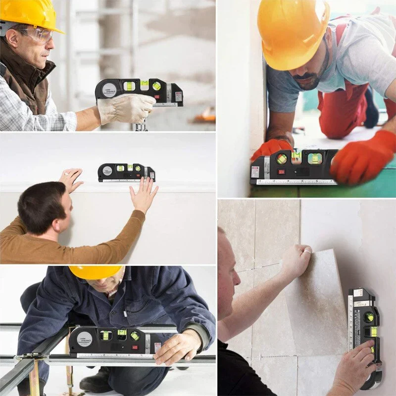 4-in-1 Multifunctioneel Lasermeetapparaat met Rolmaat en Waterpas – Precisie Meetgereedschap voor Doe-Het-Zelvers en Professionals | Sansoti