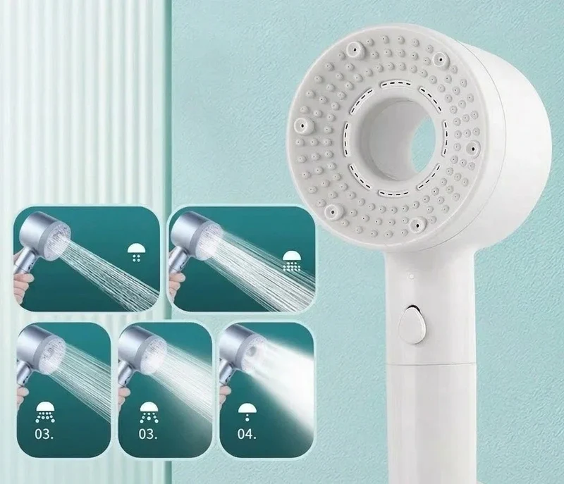 Handdouche met 5 Verstelbare Standen – Waterbesparende Douchekop met Verhoogde Druk – Badkameraccessoire voor Zwakke Waterdruk | Sansoti