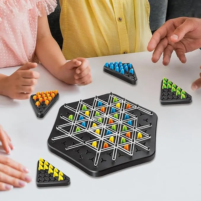Strategisch Driehoekspel – Elastiekenpuzzel met Houten Pinnen voor Concentratie en Tactisch Denken | Sansoti