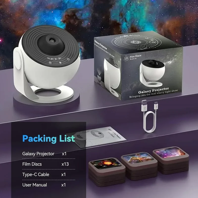 Galaxyprojectie Sterrenhemel Projector met Verwisselbare Schijven – Ruimtevisualisatie voor Kinderen en Volwassenen | Sansoti