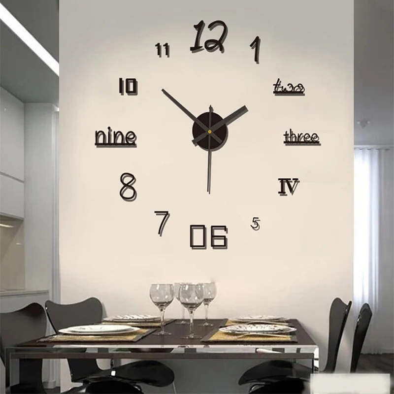 3D-Wandklok met Moderne Cijferweergave en Stille Uurwerkfunctie — Decoratief Tijdsaccent voor Woonkamer, Slaapkamer of Kantoor in Zwart, Zilver, Goud of Rood | Sansoti